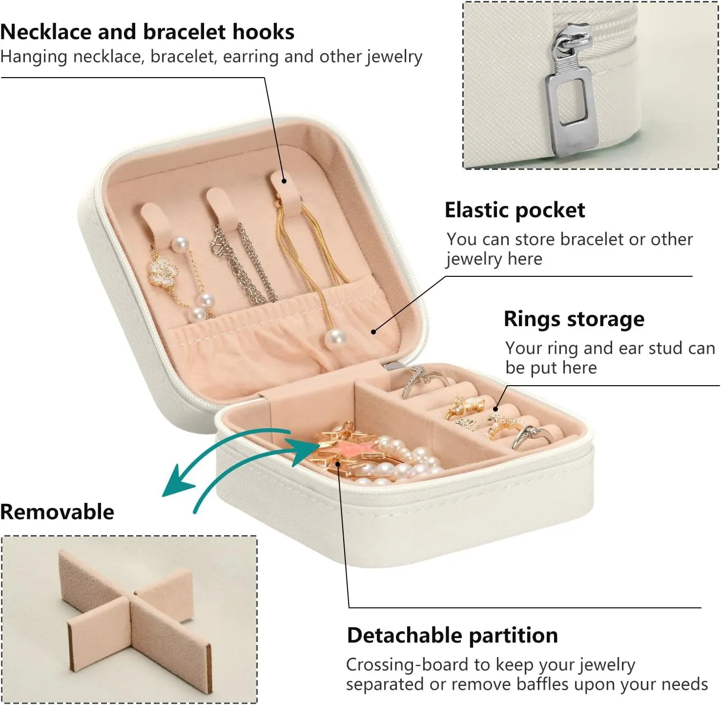 Travel Jewelry Case Box Small Mini Jewelry Organizer Display Storage for Ring Earrings Necklace Girls Women Men Starry Night Blue Beige