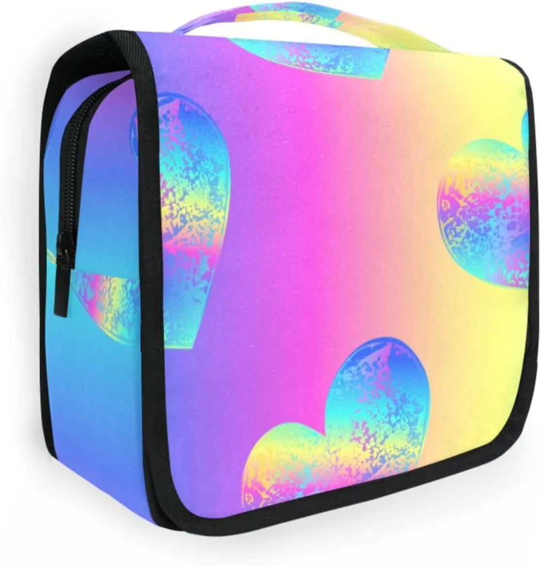 Travel Toiletry Bag Cosmetic Bag Colorful Heart Portable Hanging Cosmetic Case Traveling With Leakproof Compartment Makeup Toiletries Cosmetic Organizer for Women Men