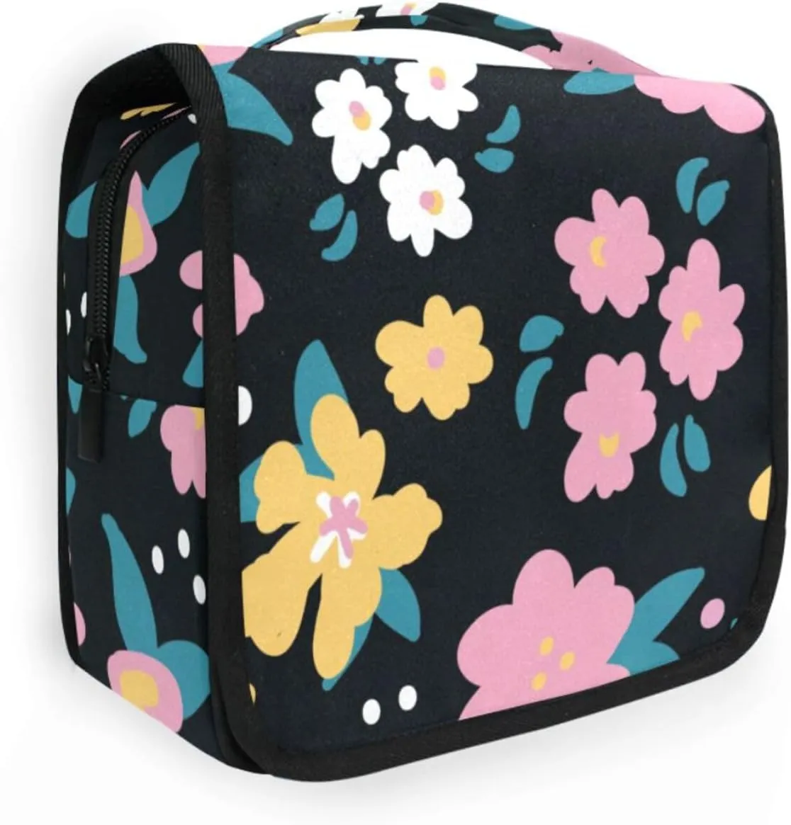Travel Toiletry Bag Cosmetic Bag Colorful Little Flowers Portable Hanging Cosmetic Case Traveling With Leakproof Compartment Makeup Toiletries Cosmetic Organizer for Women Men