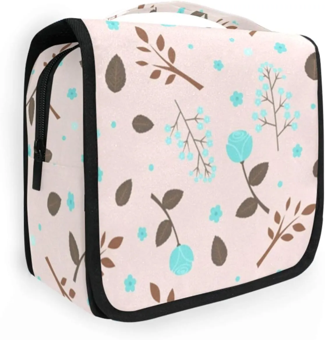 Travel Toiletry Bag Cosmetic Bag Leaf Pattern Portable Hanging Cosmetic Case Traveling With Leakproof Compartment Makeup Toiletries Cosmetic Organizer for Women Men