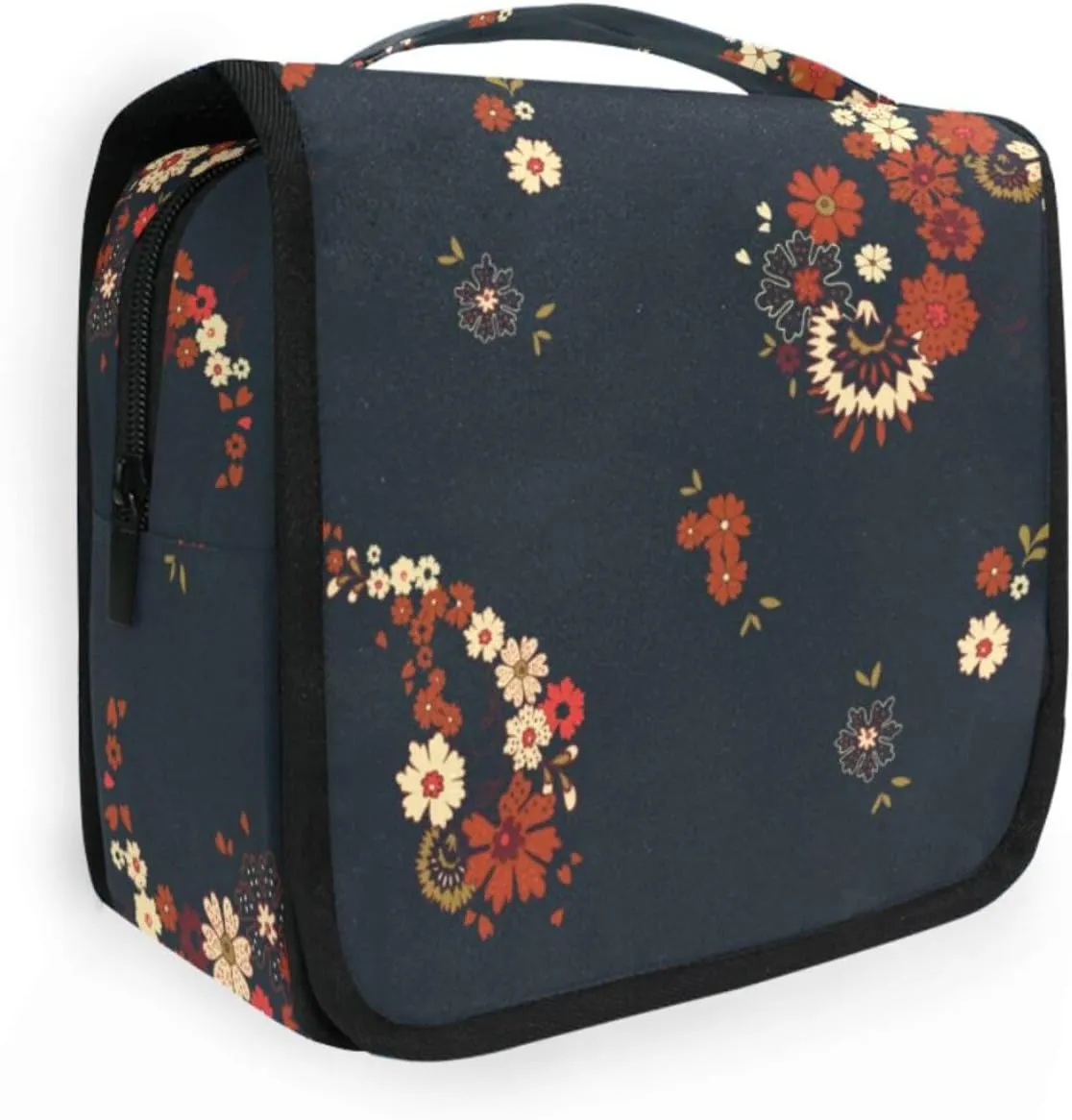 Travel Toiletry Bag Cosmetic Bag Little Red Flowers Portable Hanging Cosmetic Case Traveling With Leakproof Compartment Makeup Toiletries Cosmetic Organizer for Women Men
