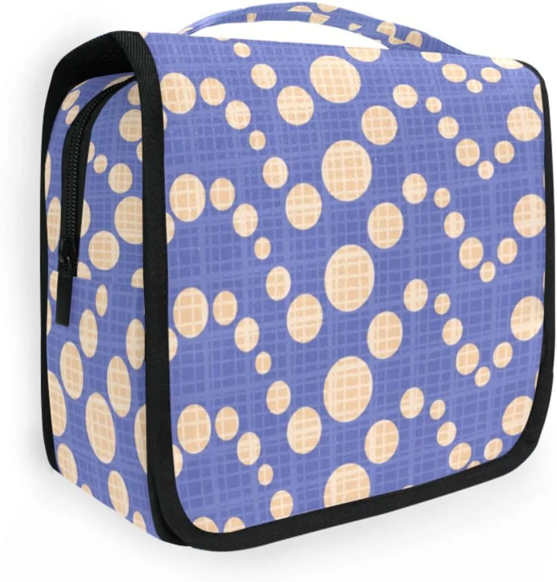Travel Toiletry Bag Cosmetic Bag Polka Dot Blue Portable Hanging Cosmetic Case Traveling With Leakproof Compartment Makeup Toiletries Cosmetic Organizer for Men Women
