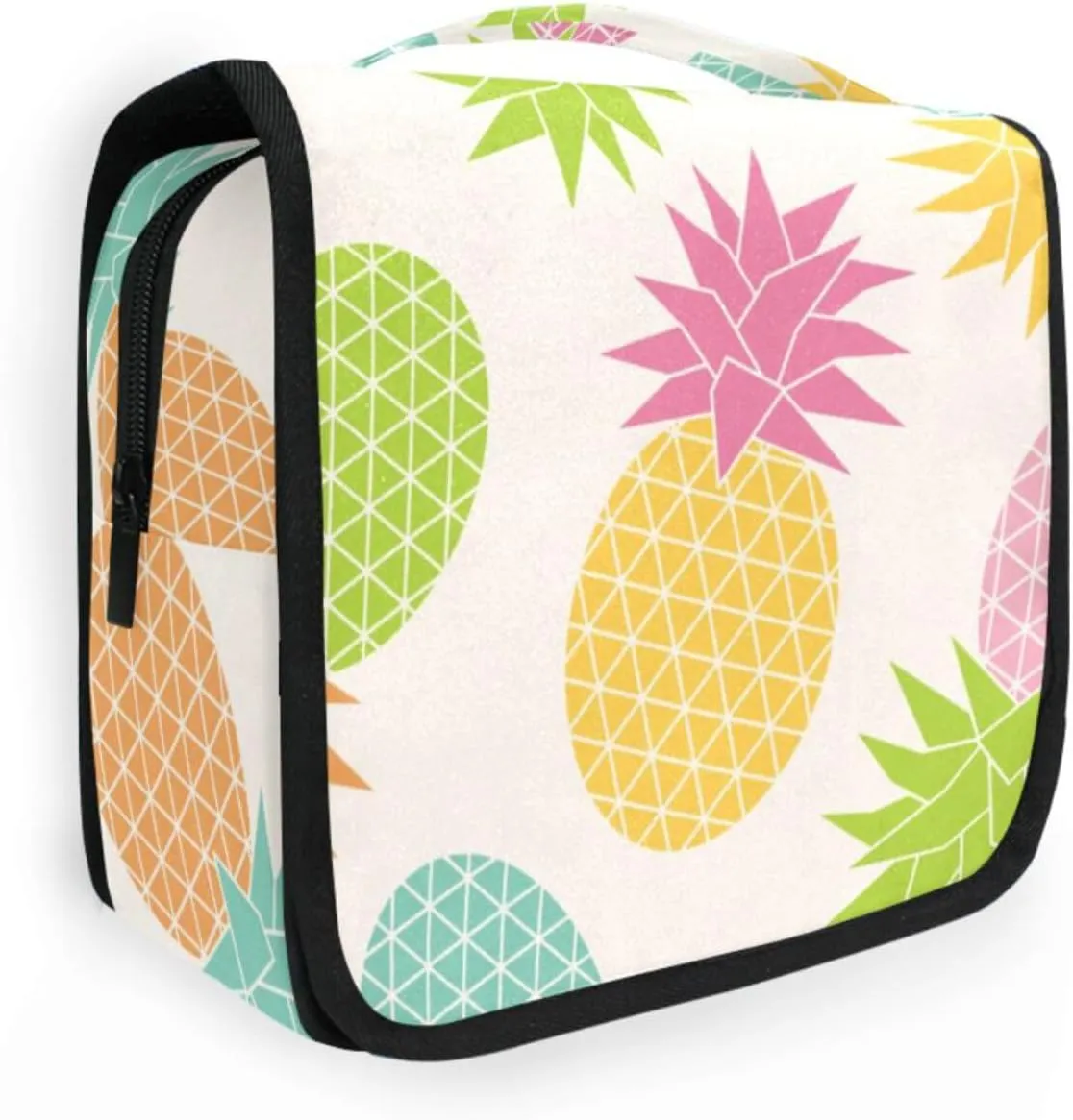 Travel Toiletry Bag Cosmetic Bag Summer Pineapples Portable Hanging Cosmetic Case Traveling With Leakproof Compartment Makeup Toiletries Cosmetic Organizer for Women Men