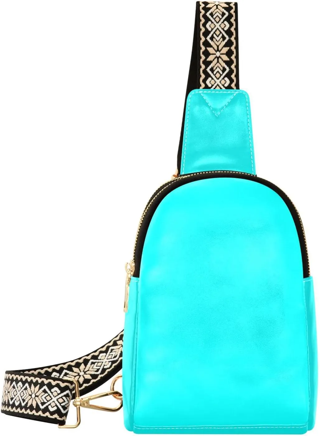 Trendy Cyan Aqua Solid Color Pure Plain crossbody bags leather large fanny packs for for travel