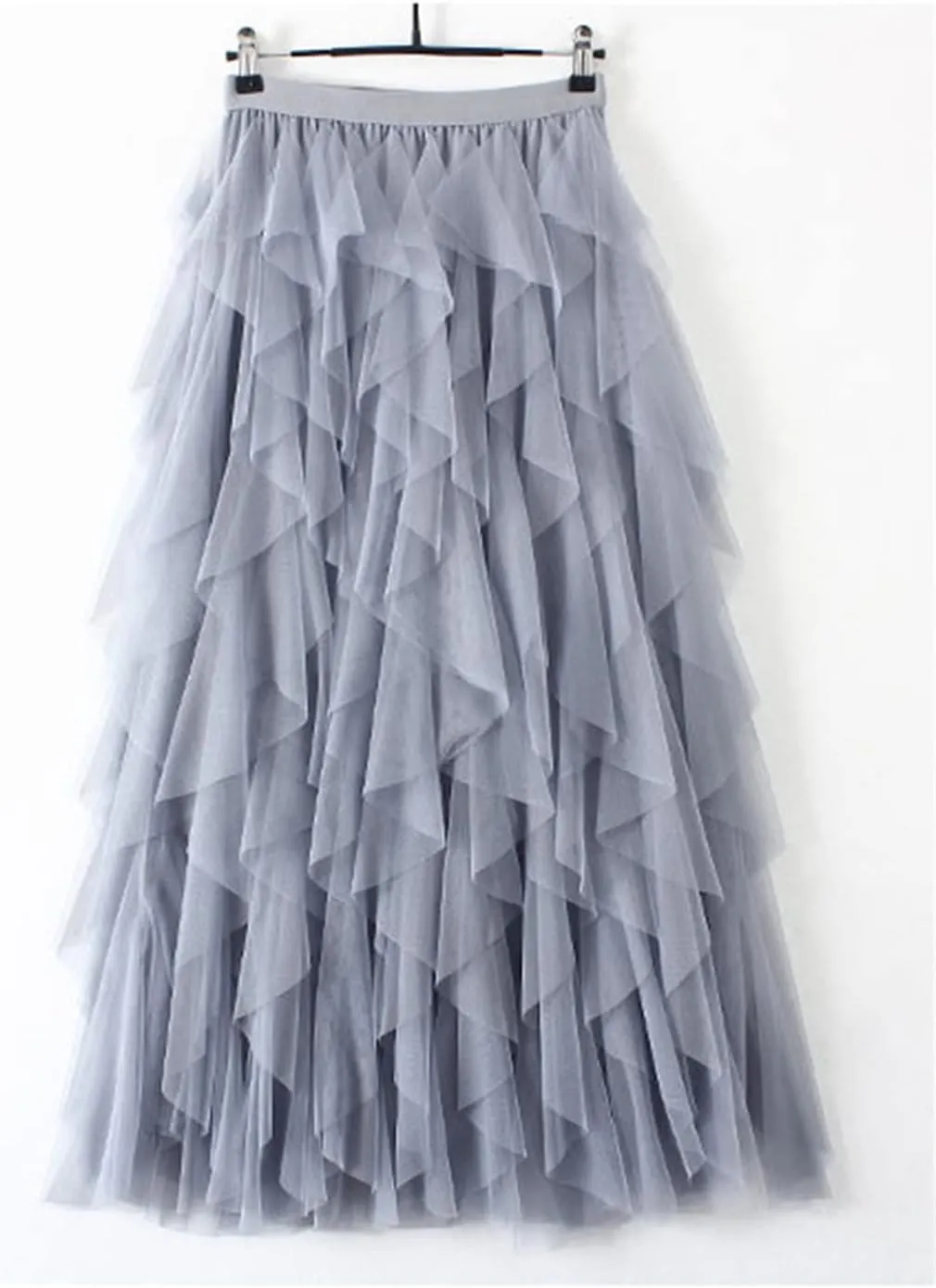 Tulle Long Maxi Skirt Women Fashion Cute High Waist Pleated Skirt