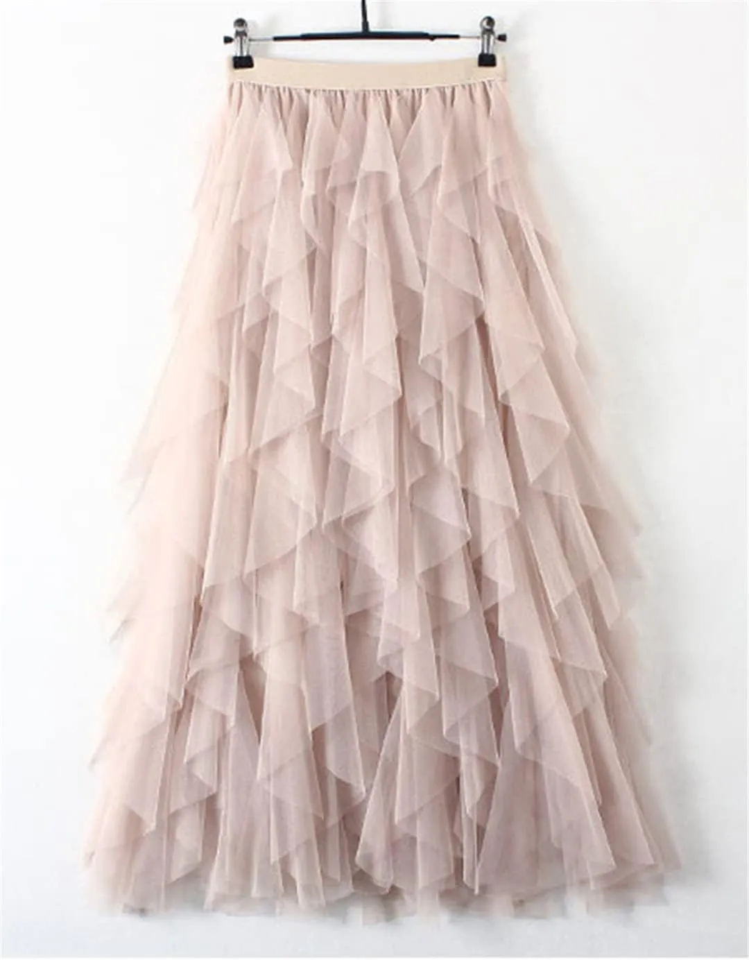 Tulle Long Maxi Skirt Women Fashion Cute High Waist Pleated Skirt