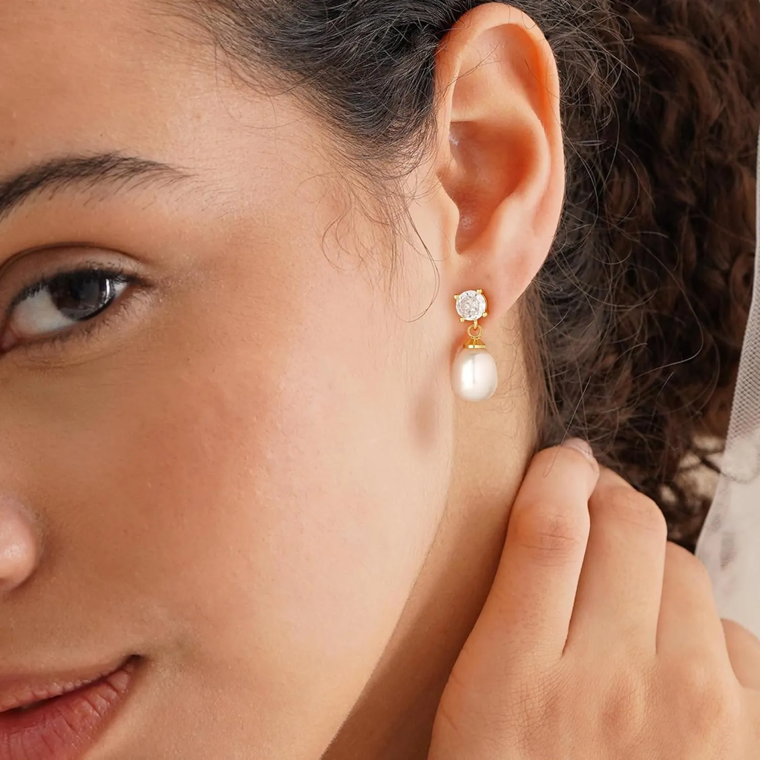Turandoss Gold Pearl Earrings for Women Trendy - 14K Gold Plated Hypoallergenic Pearl Stud Earrings Set Huggie Drop Dangle Earring Jewelry for Women Girls