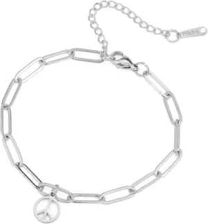 UNIFT Peace Sign Bracelet Anklet for Women Men Stainless Steel Hippie Style Peace Love Sign Symbol Paperclip Chain Bracelets Anklet Party Dressing Accessories for 60s or 70s