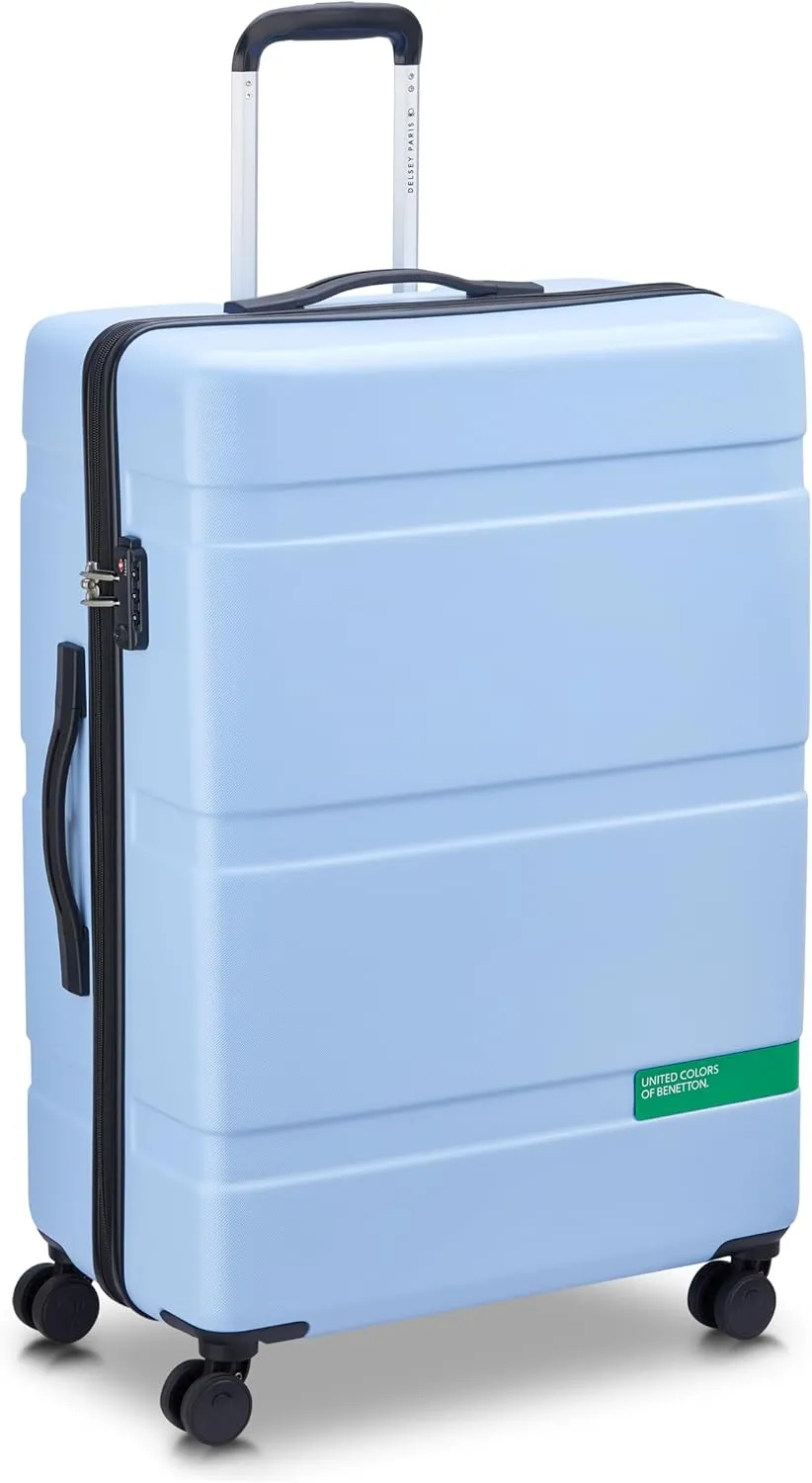 United Colors of Benetton Now Hardside Luggage with Spinner Wheels, Light Blue, Checked-Large 27 Inch