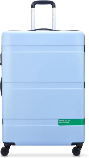 United Colors of Benetton Now Hardside Luggage with Spinner Wheels, Light Blue, Checked-Large 27 Inch