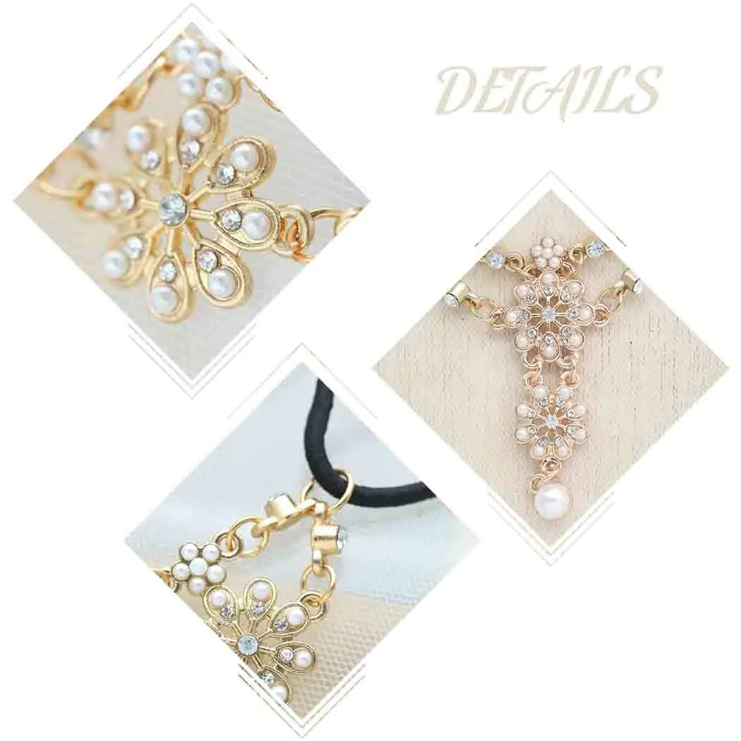 Unsutuo Hair Jewelry Head Chain Wedding Bohemian Floral Headband Elastic for Women and Girls (Gold)