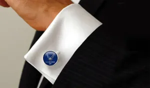US Airforce Initial Handmade Silver Plated Cufflinks, Personalized Military Air Force Gifts