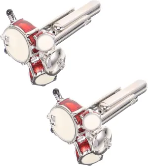 VICASKY Fashionable Drum Set Shape Mens Cufflinks 2pcs Silver Cufflinks Chain Tuxedo Studs for Men for Business Wedding Anniversary