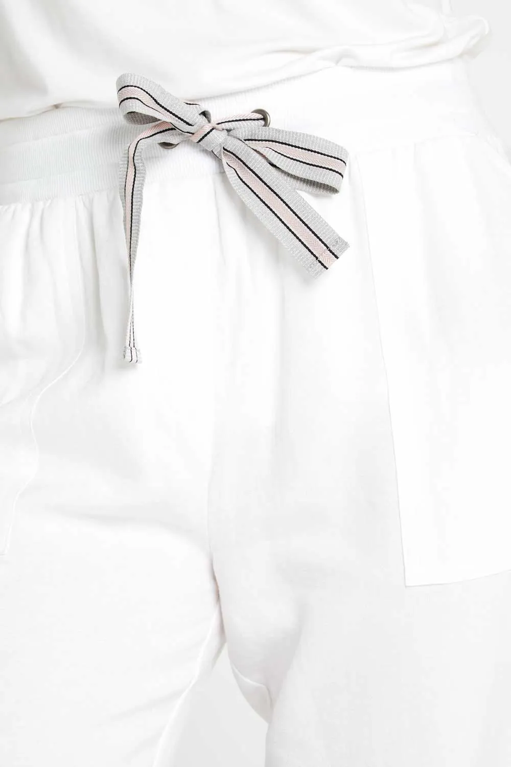 Victoria Linen Joggers - White