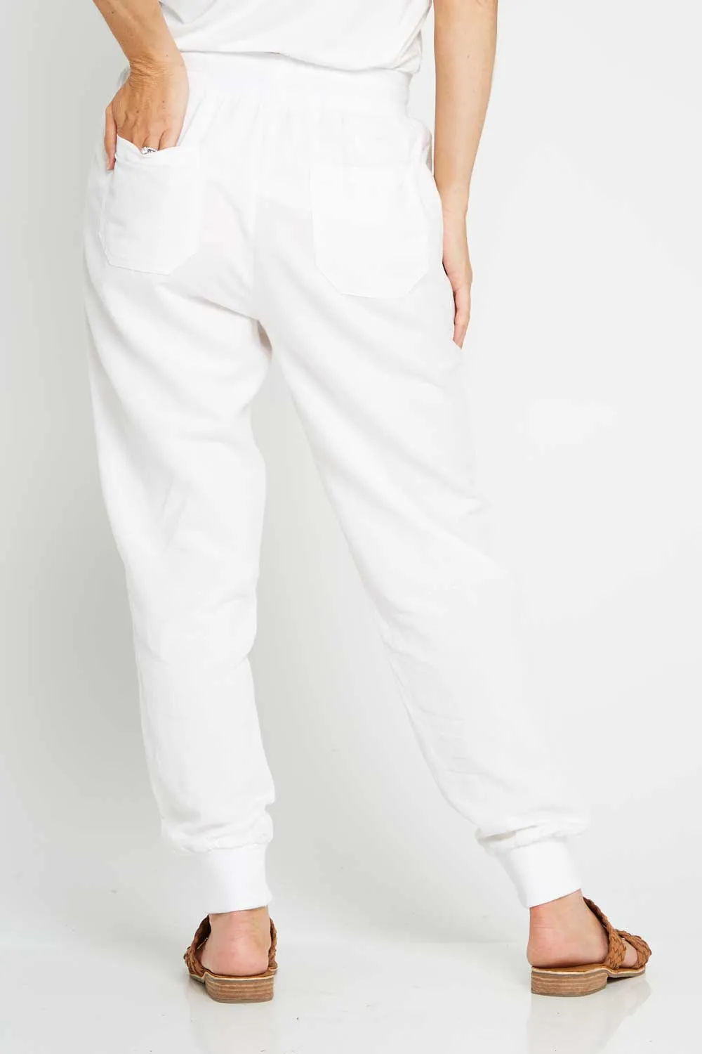 Victoria Linen Joggers - White