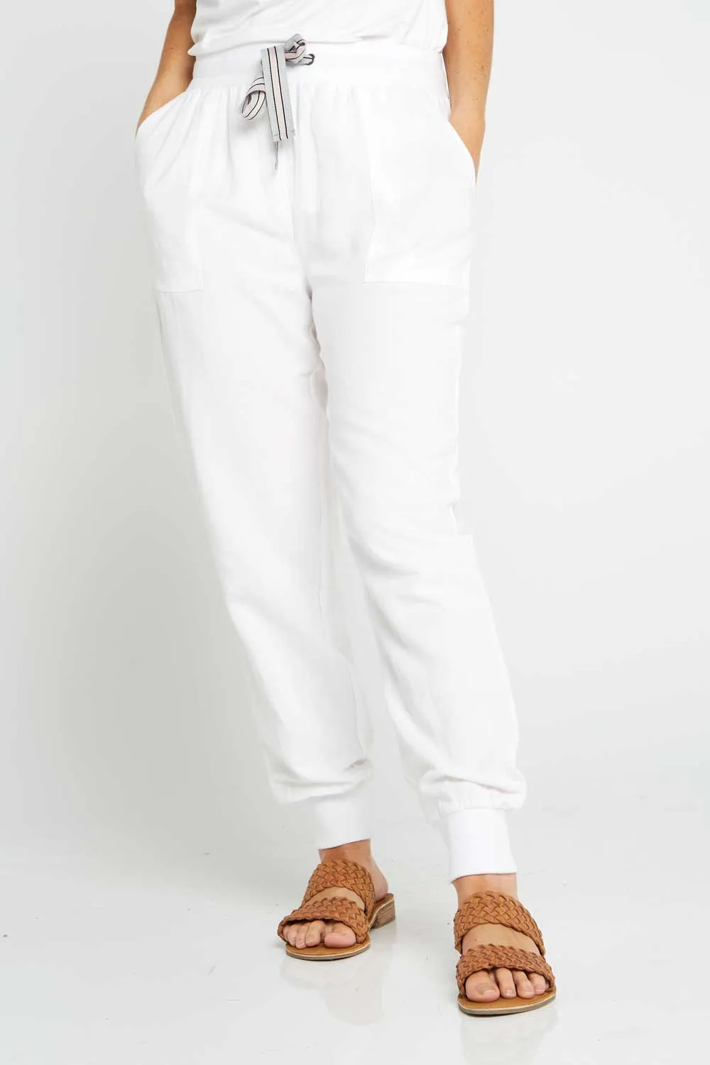 Victoria Linen Joggers - White