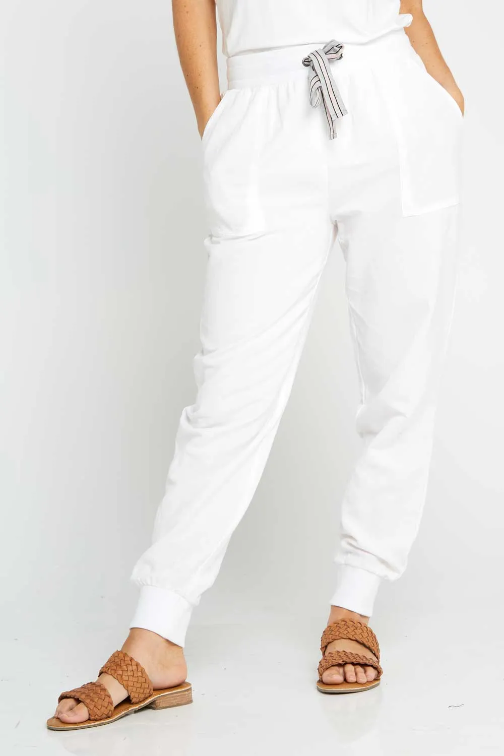 Victoria Linen Joggers - White