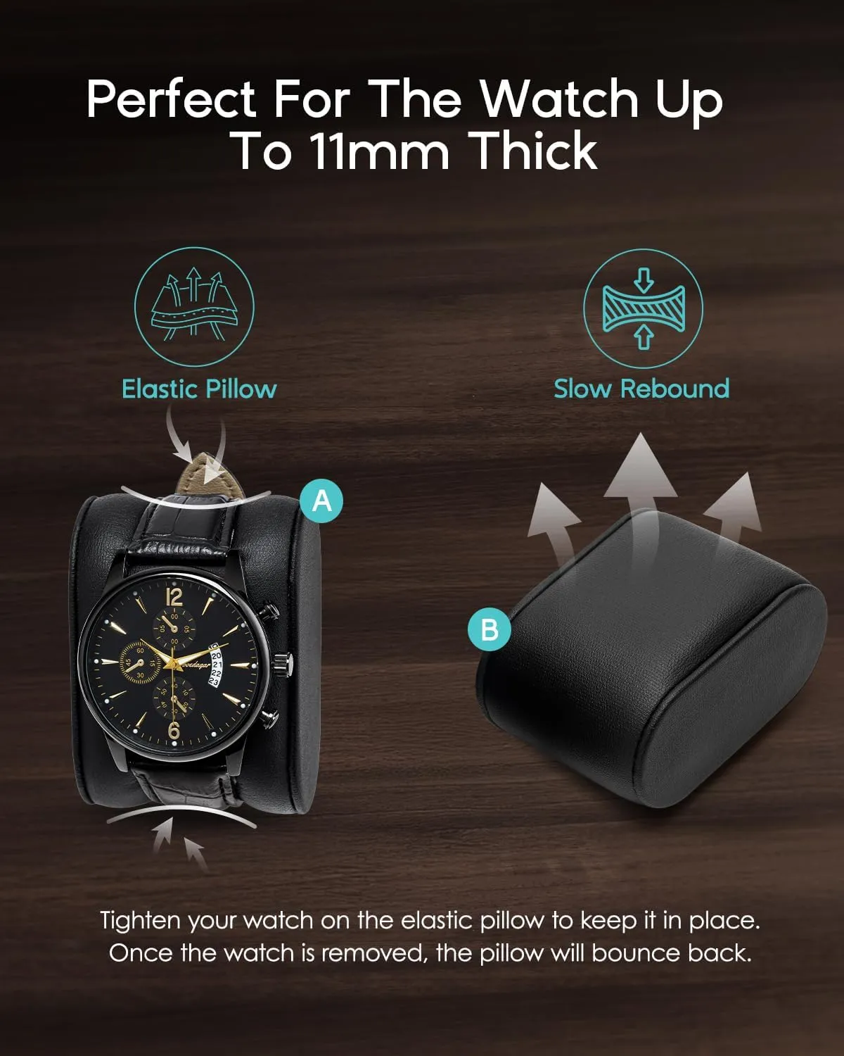 Vlando Watch Case for Men, 6-Slot Watch Box with Glass Lid, Lockable, Business Textured Leather, Soft Pillow, Gift for Fathers, Husband, Friend - Deep Brown