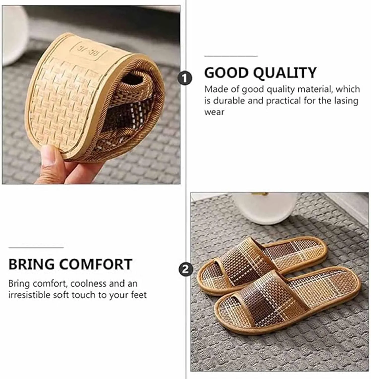 Volital Sandals for Women, Vine Grass Woven Slippers, Straw Rattan Grass Sandal Slipper, Linen Slippers for Indoor Living