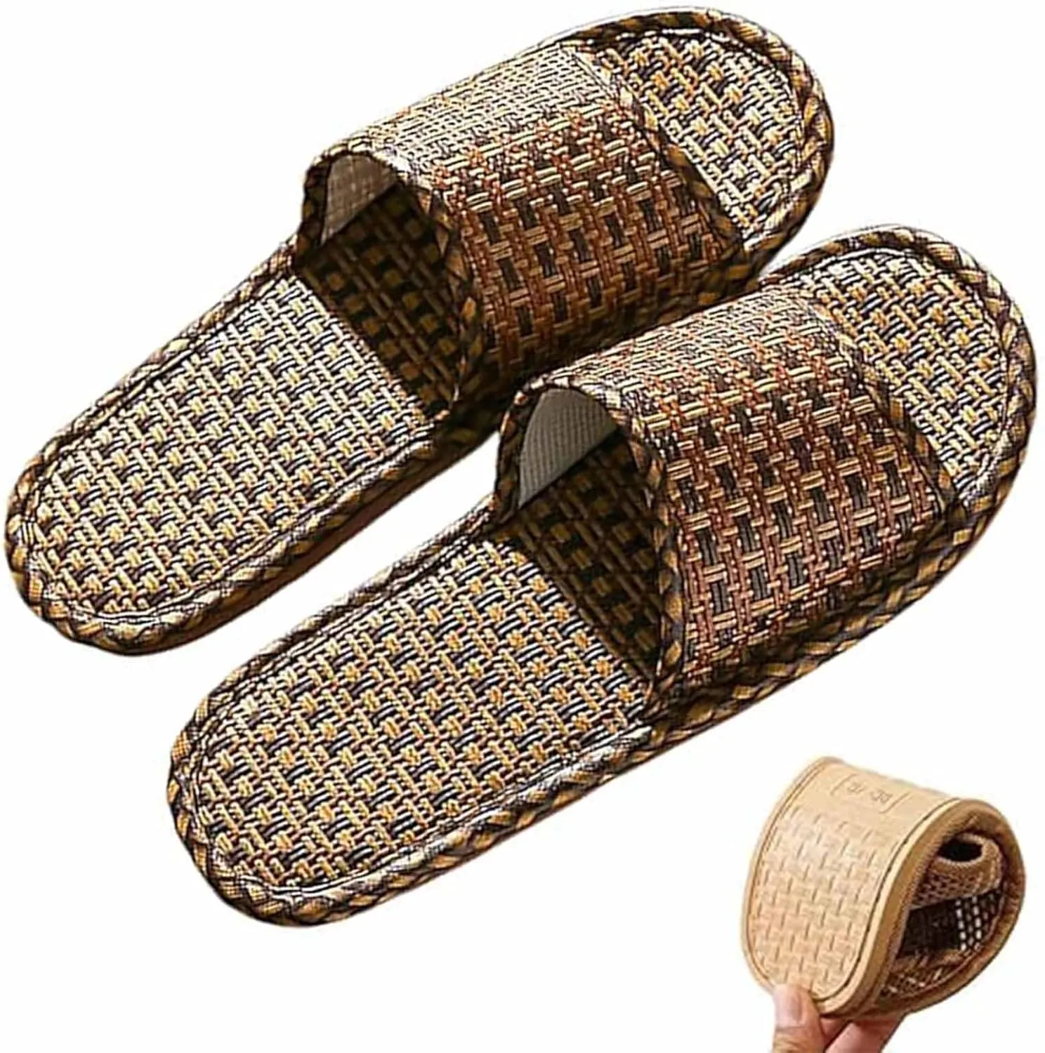 Volital Sandals for Women, Vine Grass Woven Slippers, Straw Rattan Grass Sandal Slipper, Linen Slippers for Indoor Living