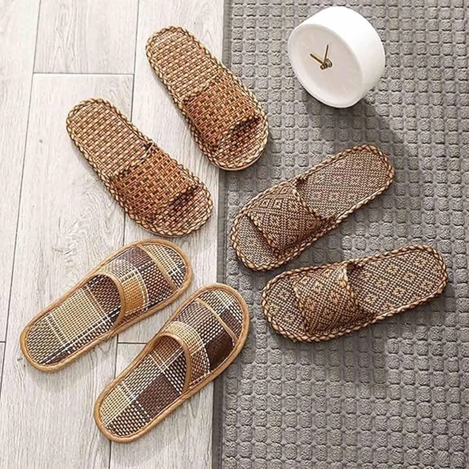 Volital Sandals for Women, Vine Grass Woven Slippers, Straw Rattan Grass Sandal Slipper, Linen Slippers for Indoor Living