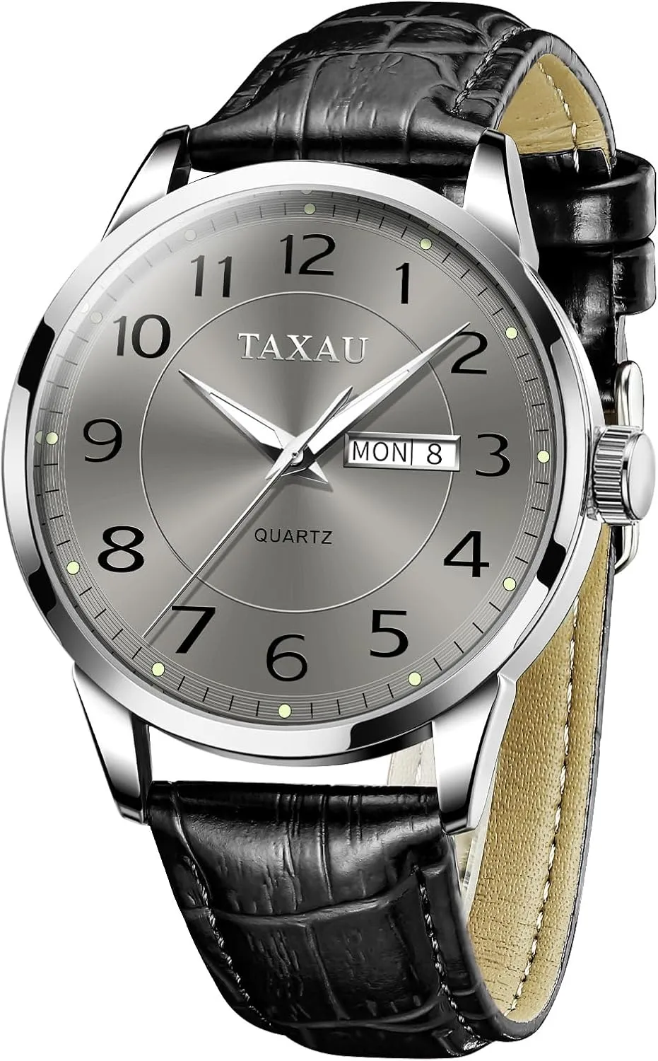 Watch Men,Big Face Watch for Men,Leather Band Wrist Man Watches,Classic Date Day Watches Mens Analog Waterproof Relojes para Hombres Blue/Gray/White/Black Dial