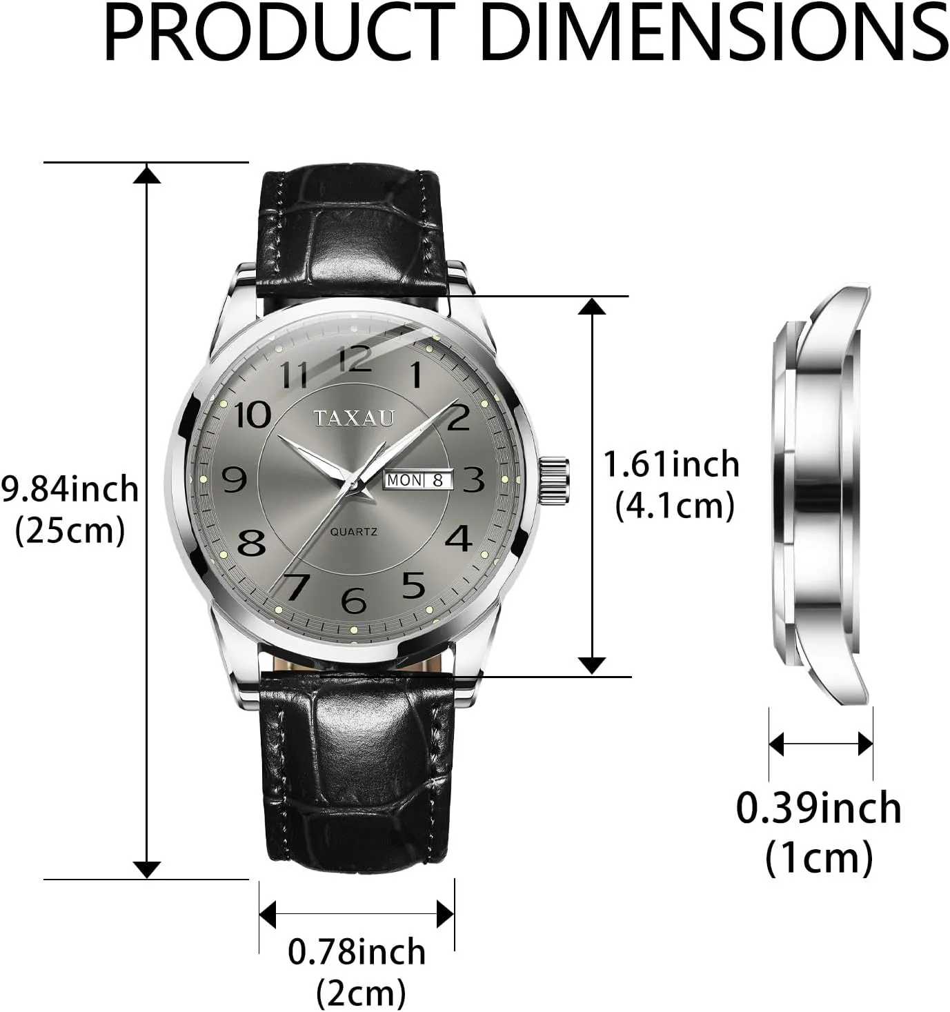 Watch Men,Big Face Watch for Men,Leather Band Wrist Man Watches,Classic Date Day Watches Mens Analog Waterproof Relojes para Hombres Blue/Gray/White/Black Dial