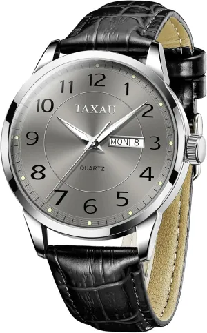 Watch Men,Big Face Watch for Men,Leather Band Wrist Man Watches,Classic Date Day Watches Mens Analog Waterproof Relojes para Hombres Blue/Gray/White/Black Dial