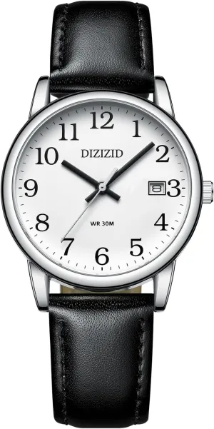 Watches for Men, Men's Easy Reader Watch Minimalist Men's Wrist Watches, Analog Quartz Date Waterproof Classic Elegant Watch with Black Leather Band