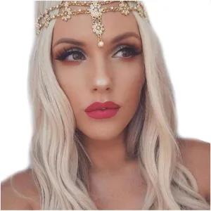 Wedding Headbands Chain Floral Head Jewelry Hair Pieces Crystal Pearl Head Chains Headpiece Festival Costume Bridal Hair Accessories for Women