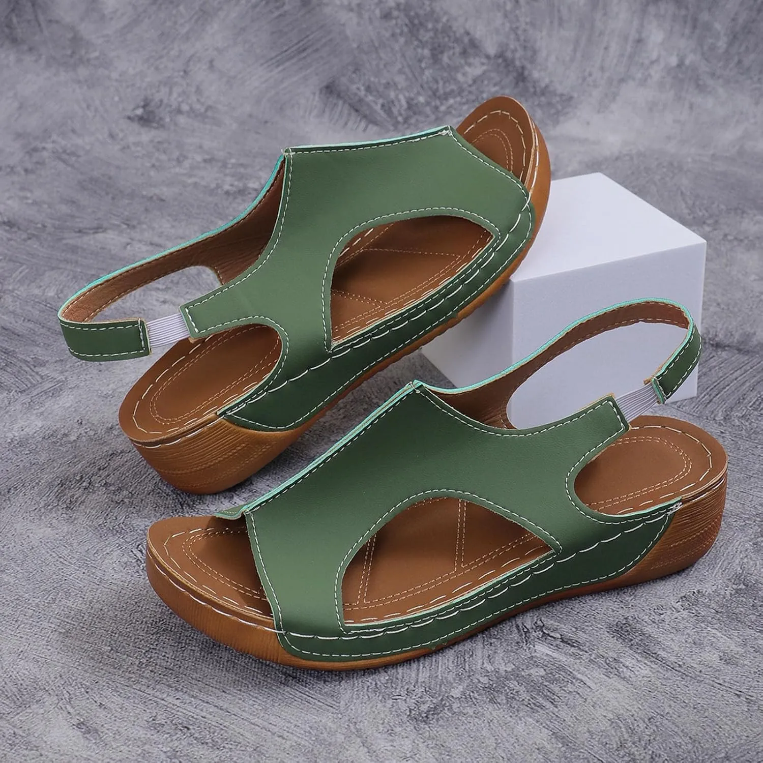 Wedge Sandals for Women Orthopedic Sandals Arch Support Comfortable Sandals Ankle Strap Open Toe Platform Slingback Summer Fish Mouth Sandals
