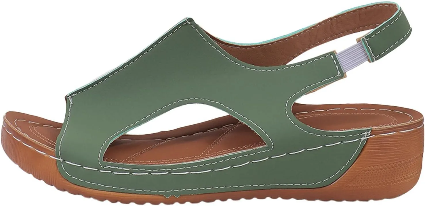 Wedge Sandals for Women Orthopedic Sandals Arch Support Comfortable Sandals Ankle Strap Open Toe Platform Slingback Summer Fish Mouth Sandals