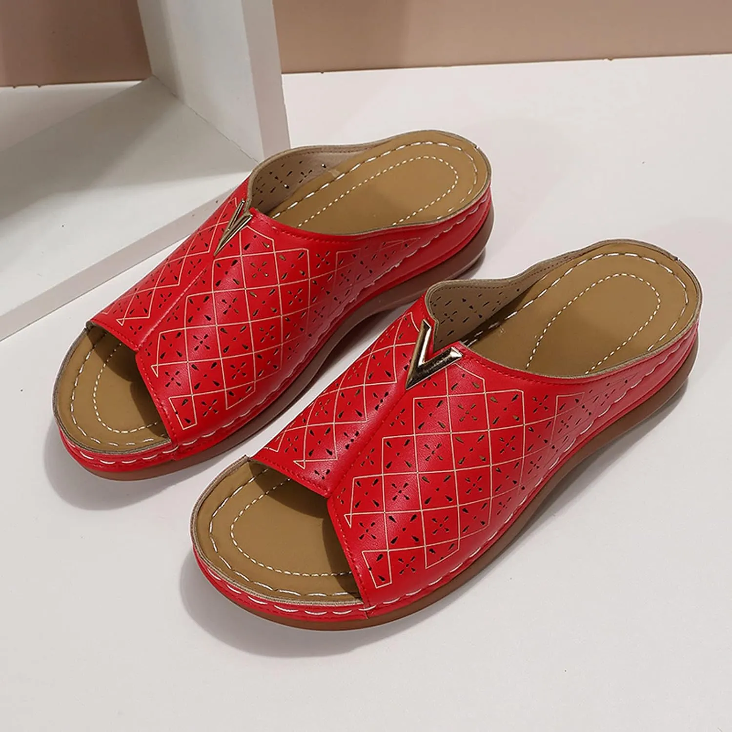 Wedge Sandals for Women White Mules Slip on Sandals Arch Support Slippers Comfortable Walking Summer Shoes2