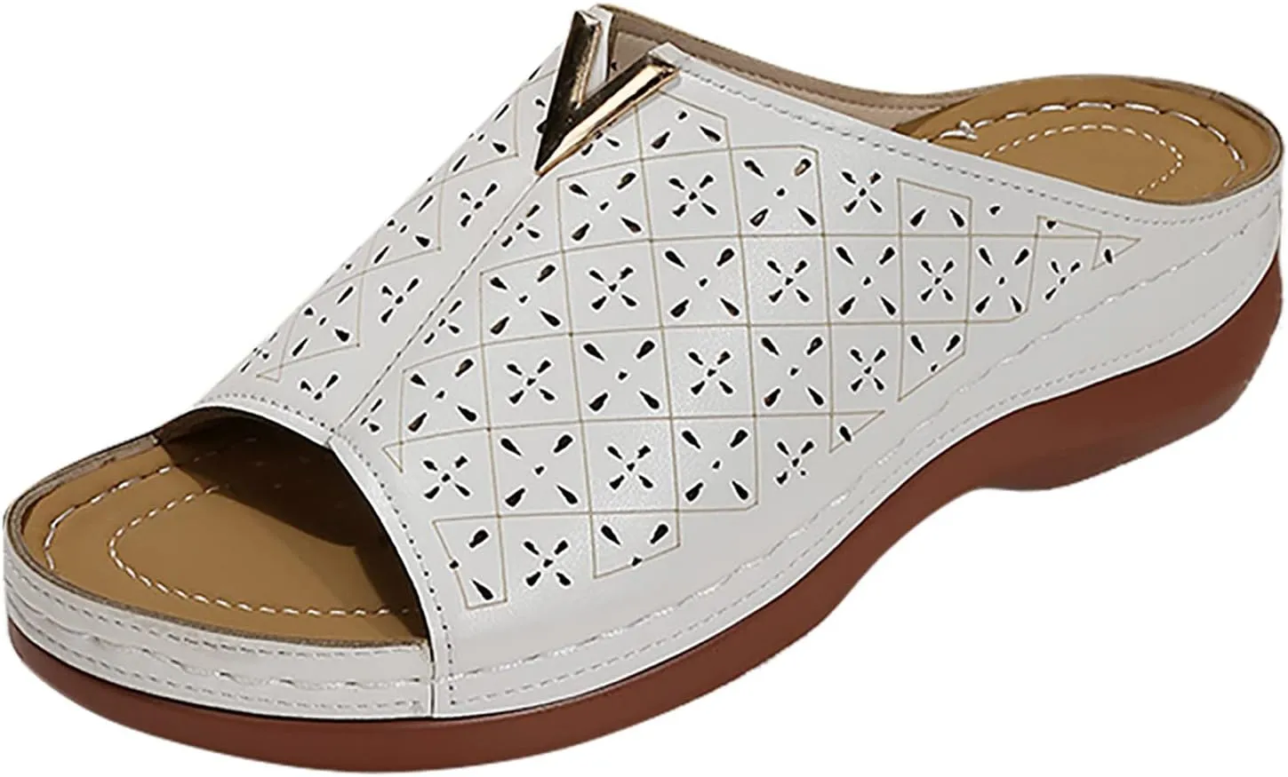 Wedge Sandals for Women White Mules Slip on Sandals Arch Support Slippers Comfortable Walking Summer Shoes2