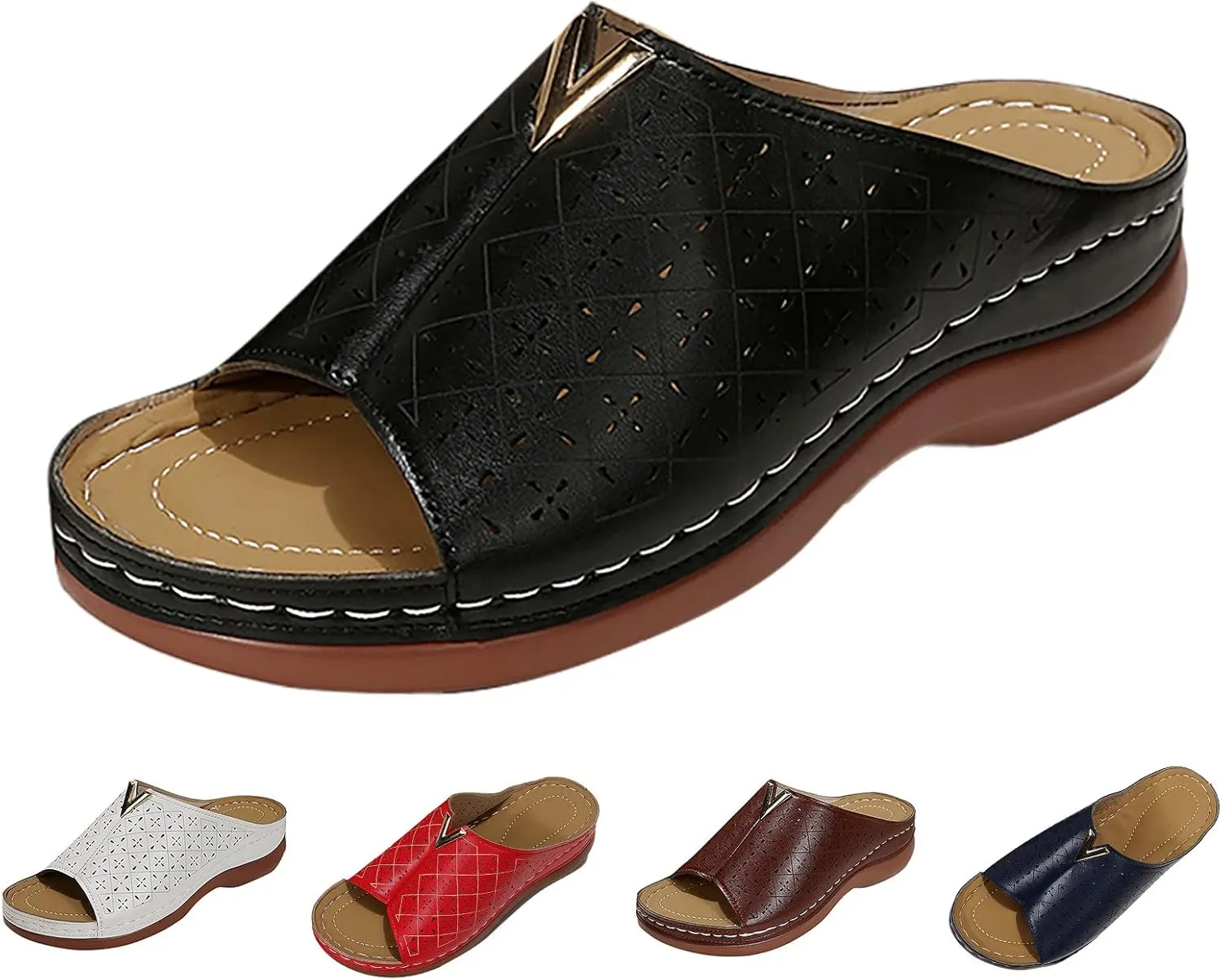 Wedge Sandals for Women White Mules Slip on Sandals Arch Support Slippers Comfortable Walking Summer Shoes2