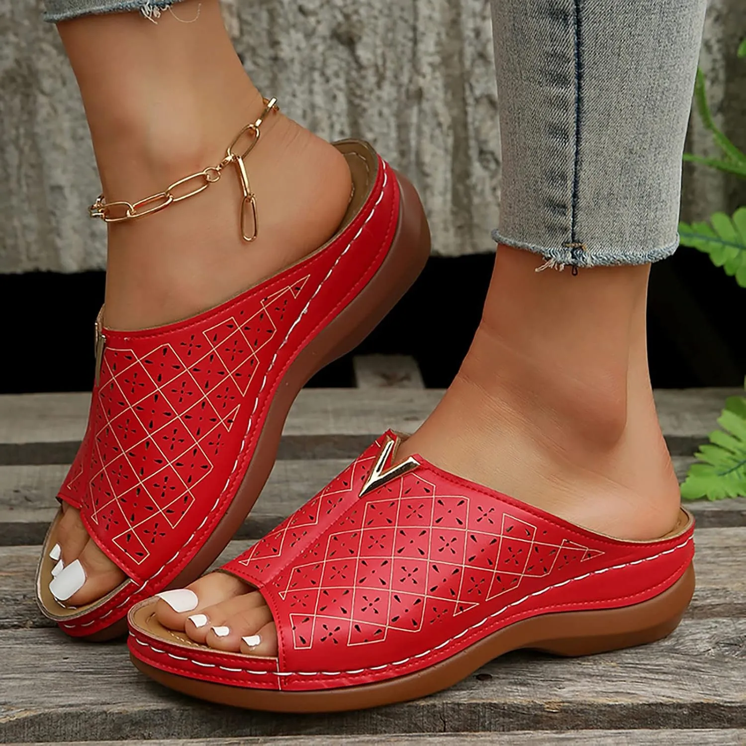 Wedge Sandals for Women White Mules Slip on Sandals Arch Support Slippers Comfortable Walking Summer Shoes2