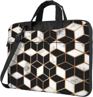 White Black Marble Practical 13-15.6 Inch Laptop Bag For Man And Women, Computer Messenger Bag, Trendy Shoulder Strap Design
