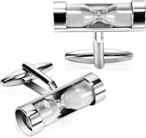 White Hourglass Cufflinks For Men With Gift Box.