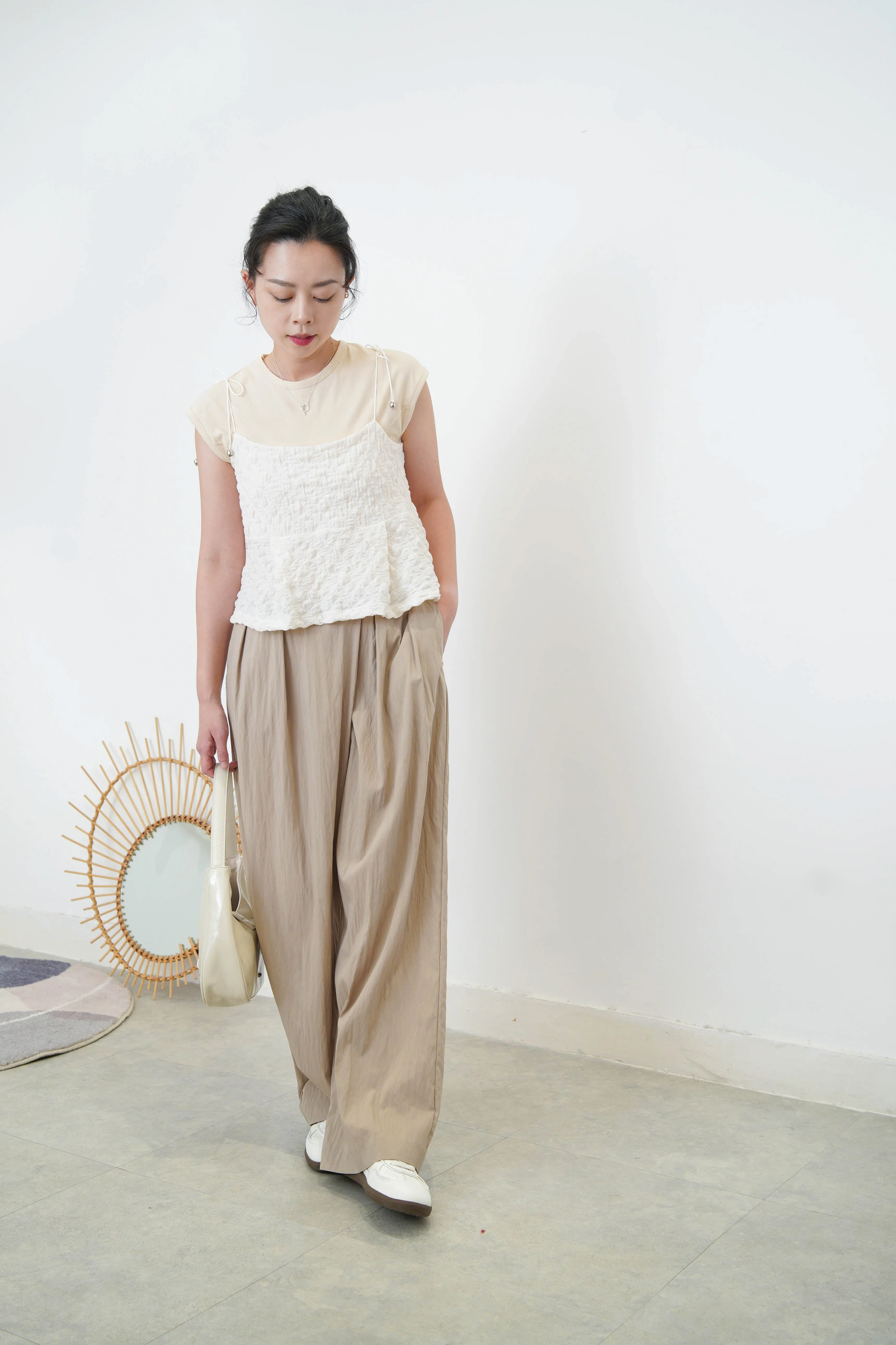 White texture cami vest w/ adj. shoulder straps