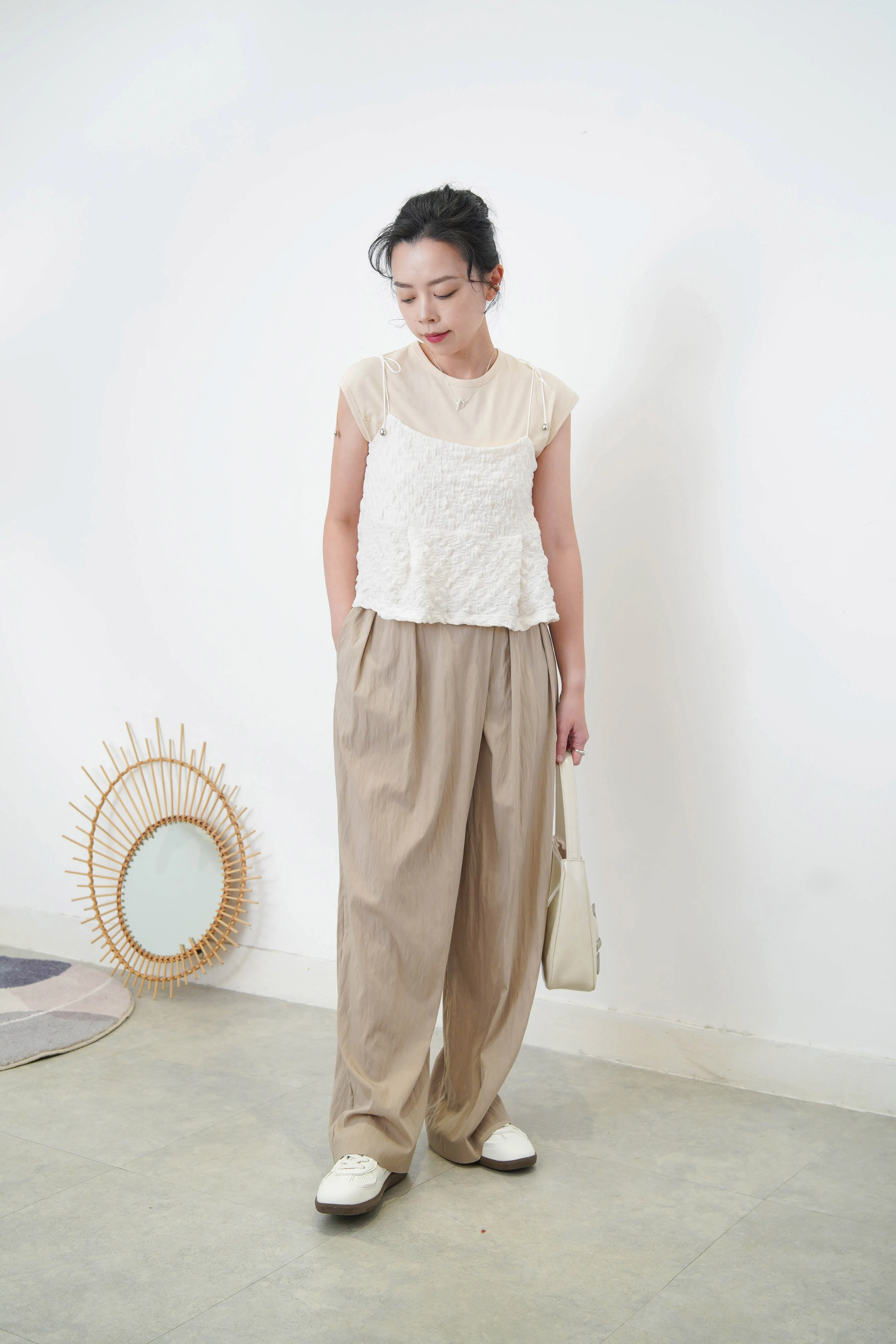 White texture cami vest w/ adj. shoulder straps