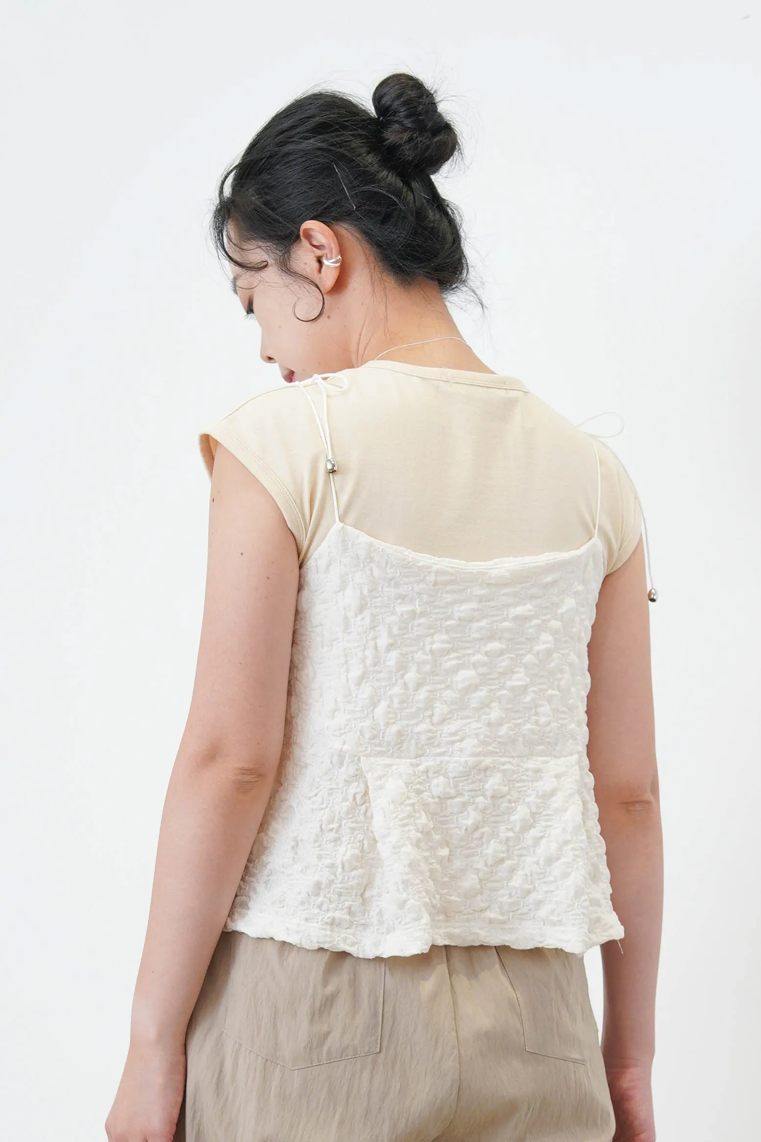 White texture cami vest w/ adj. shoulder straps