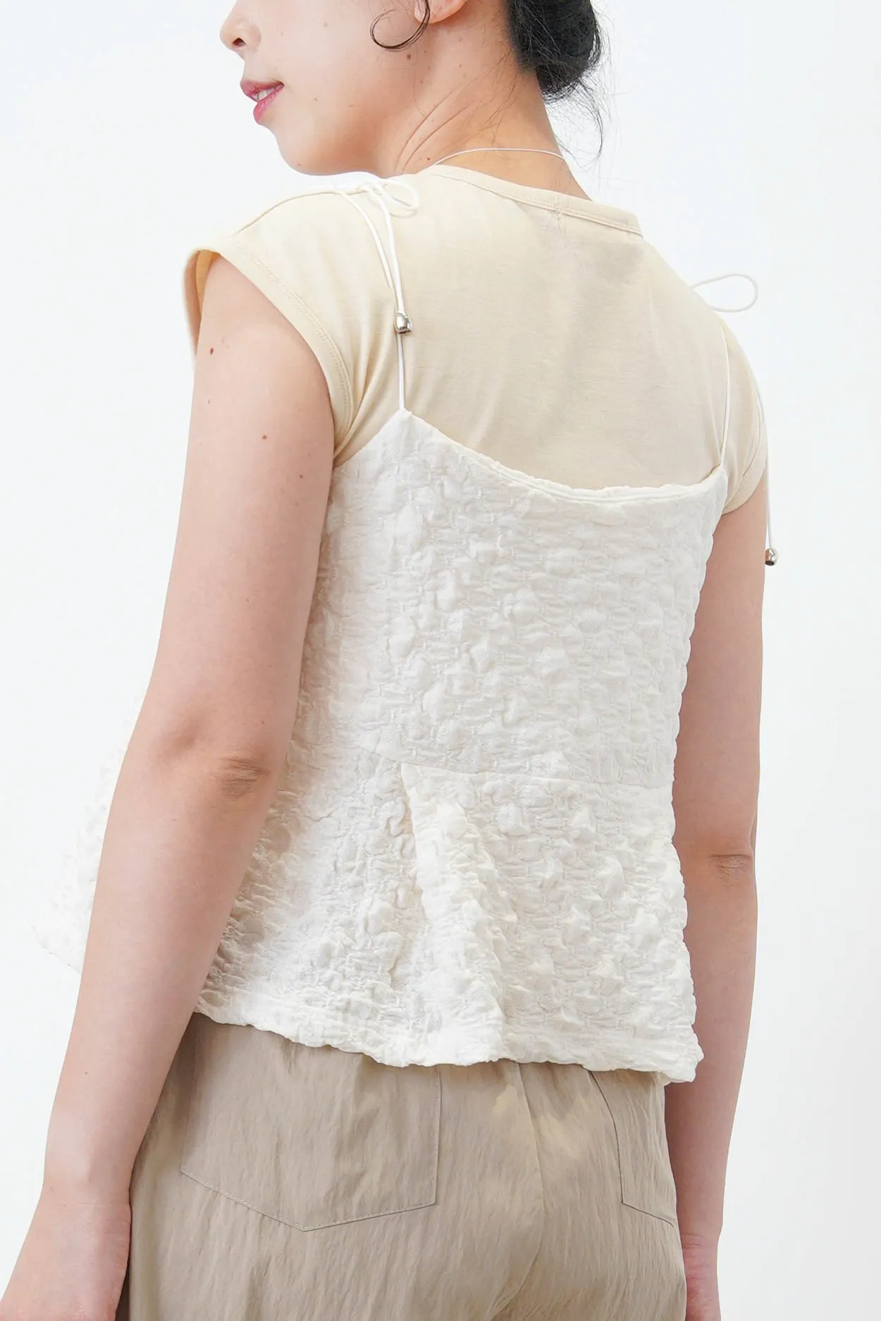White texture cami vest w/ adj. shoulder straps