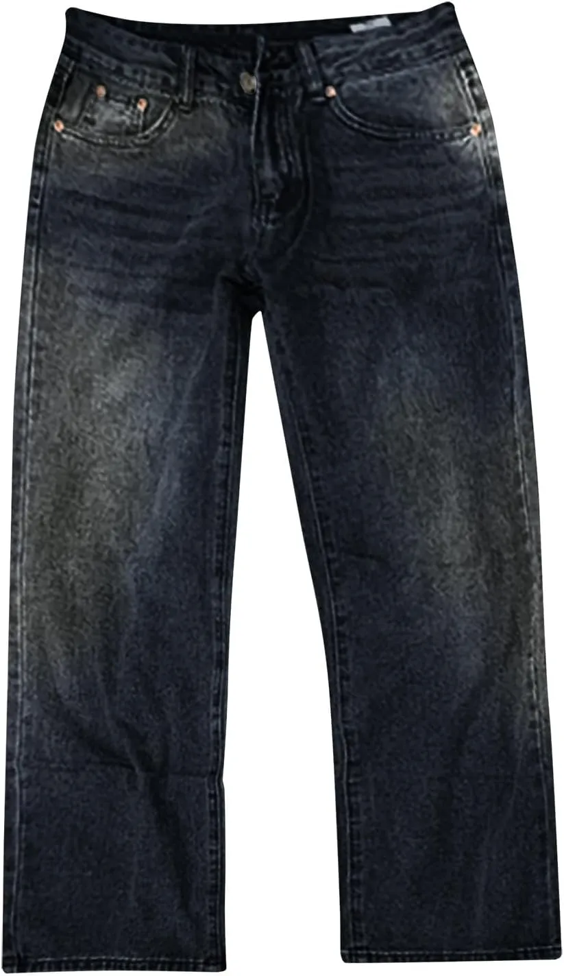 Wide Leg Denim Pants for Woman Y2K Vintage Low Waist Baggy Jeans Stretch Boyfriend Streetwear Trousers with Pockets