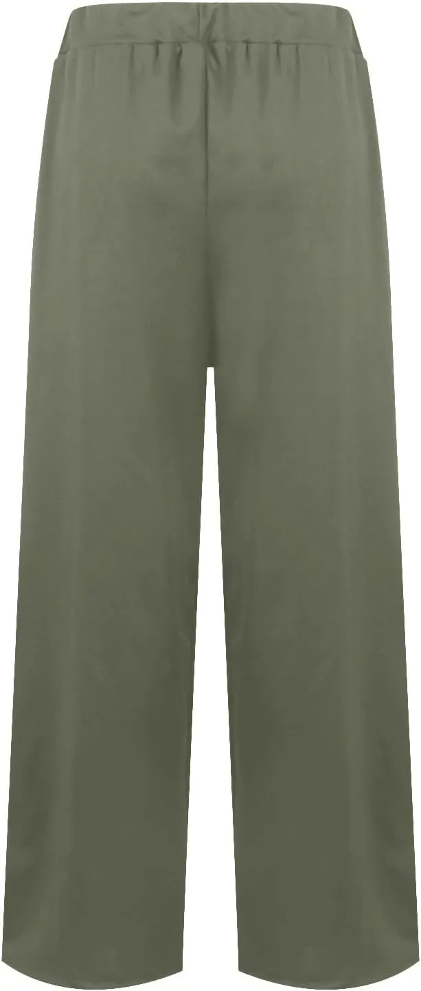 Wide Leg Stretchy Dress Pants for Women Pull On Casual Business Pants High Waisted Work Office Slacks with Pockets