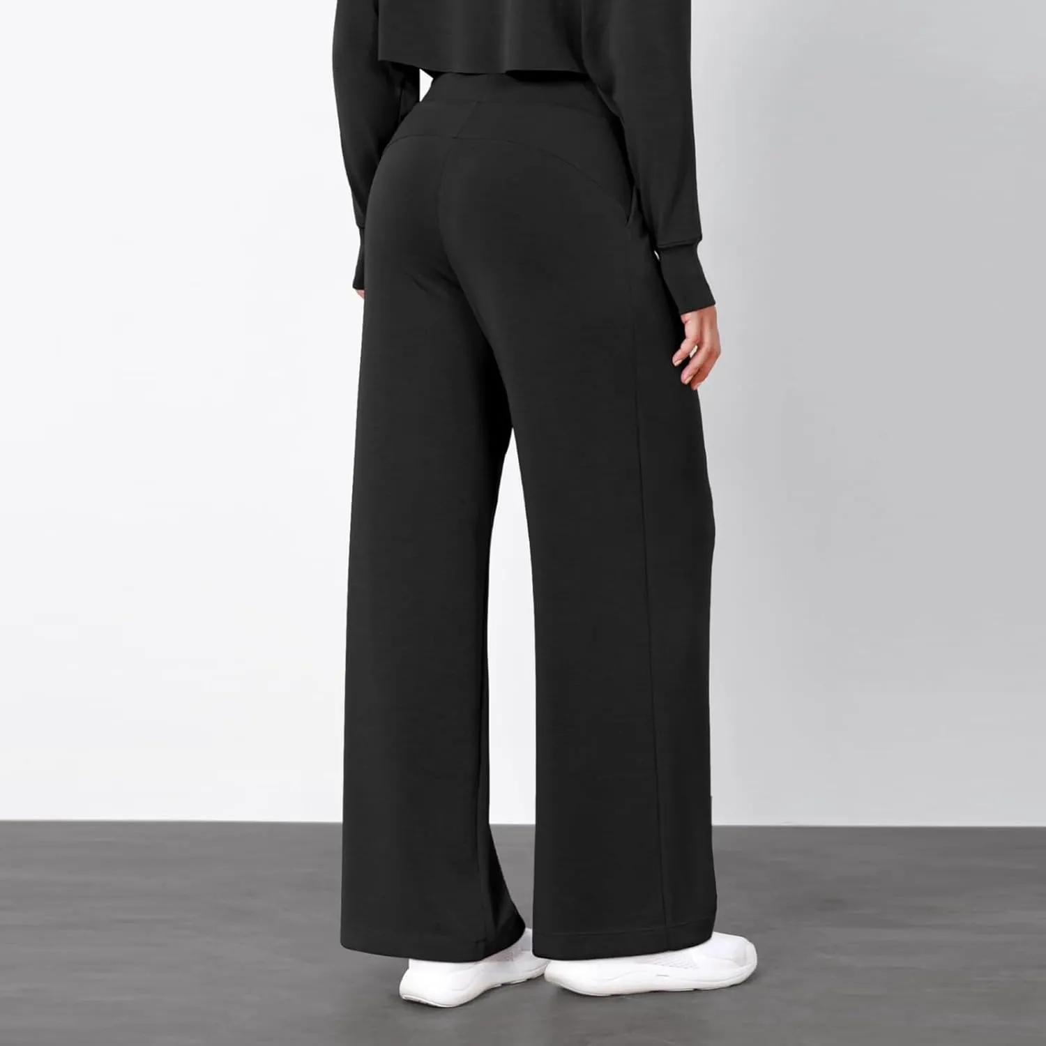 Wide Leg Stretchy Dress Pants for Women Pull On Casual Business Pants High Waisted Work Office Slacks with Pockets