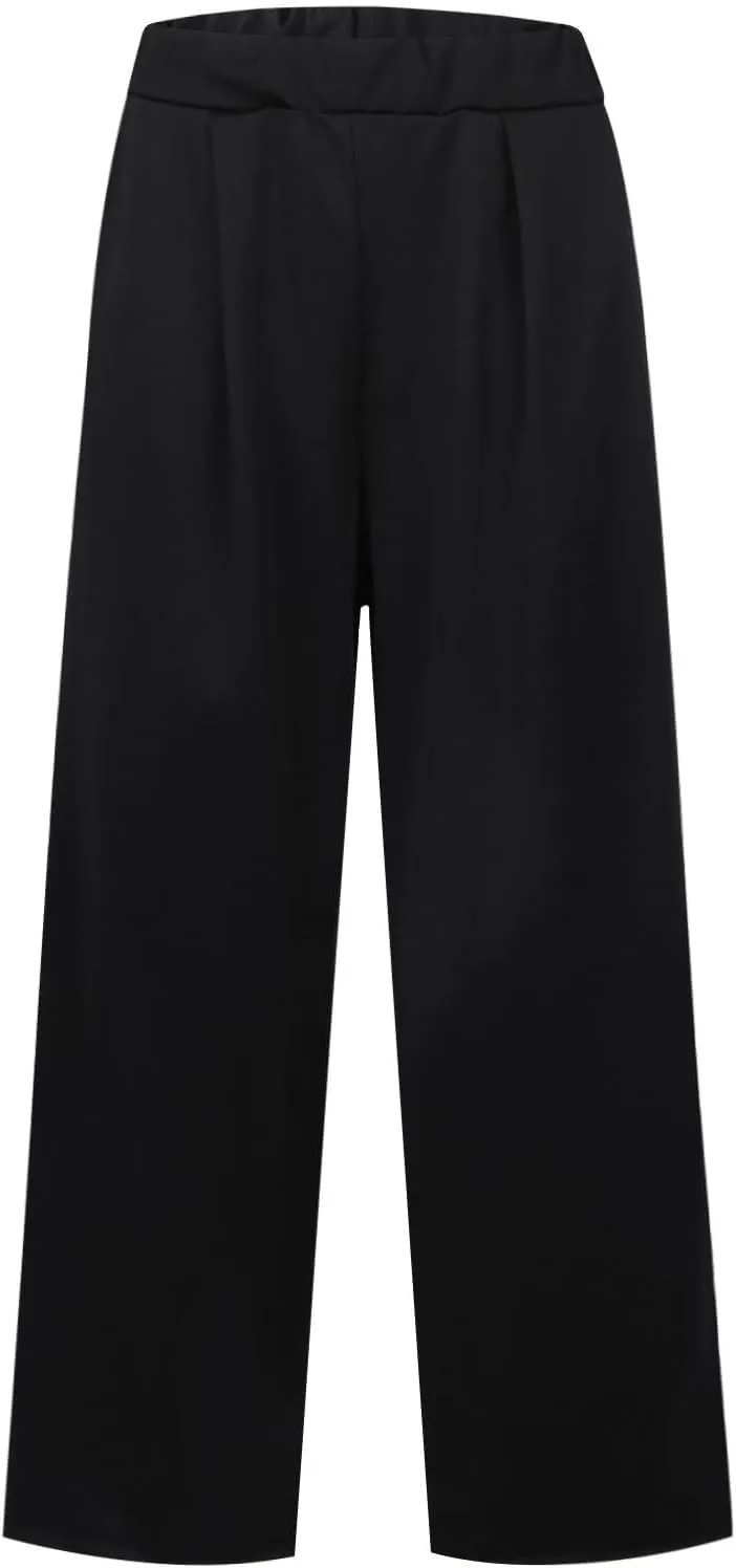 Wide Leg Stretchy Dress Pants for Women Pull On Casual Business Pants High Waisted Work Office Slacks with Pockets