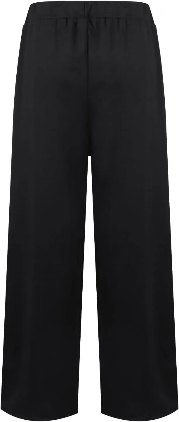 Wide Leg Stretchy Dress Pants for Women Pull On Casual Business Pants High Waisted Work Office Slacks with Pockets