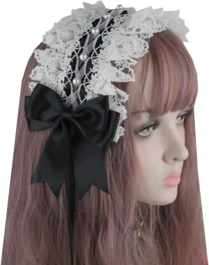 Women Girls Lolita Hearband Hair Hoop Maid Anime Cosplay Headwear Ribbon Bowknot Cute Hair Band Hair Accessory