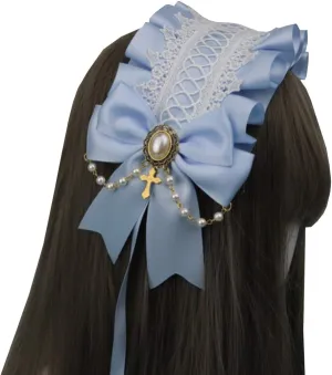 Women Girls Lolita Hearband Hair Hoop Maid Anime Cosplay Headwear Ribbon Bowknot Cute Hair Band Hair Accessory