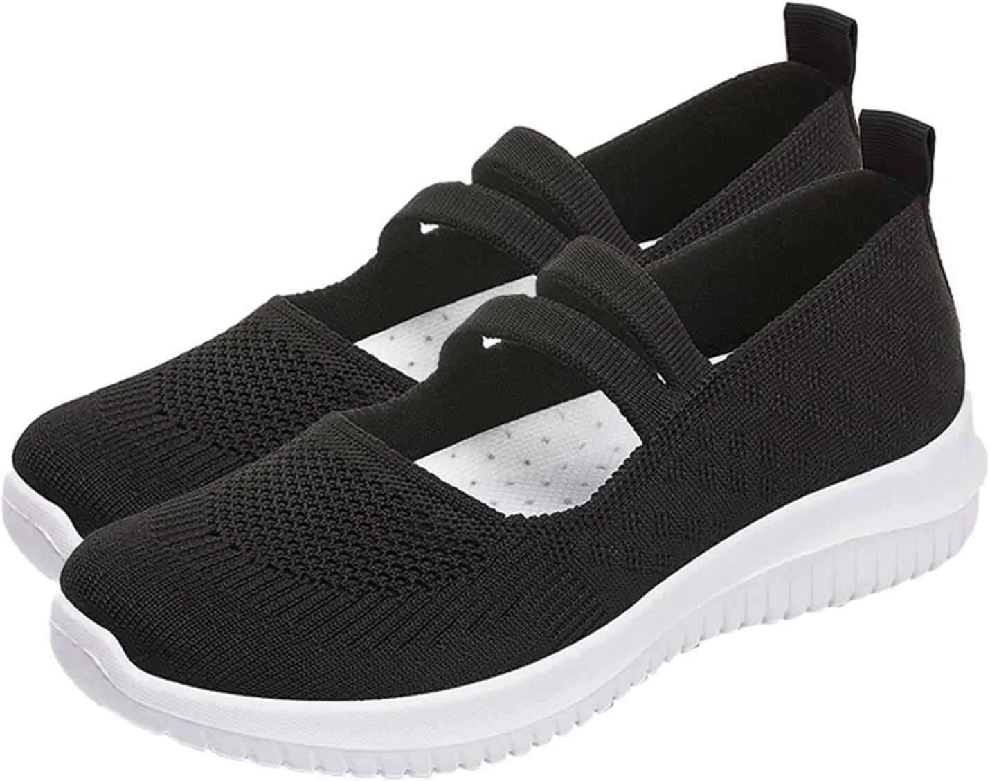 Women High Platform Sneaker Slip On Shoes Breathable Woven Foam Walking Shoes with Comfortable Road Bike Footwear (7.5 UK Black)